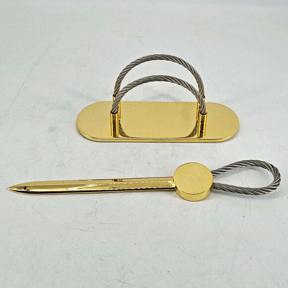 2 pc set of gold silver cable design letter opener & Holder Metal desk organizer - Picture 1 of 3